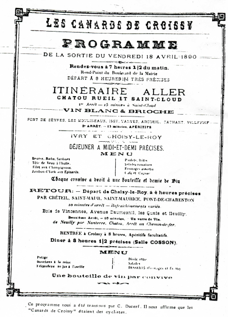 Sortie Paris 1890 - Les canards de Croissy